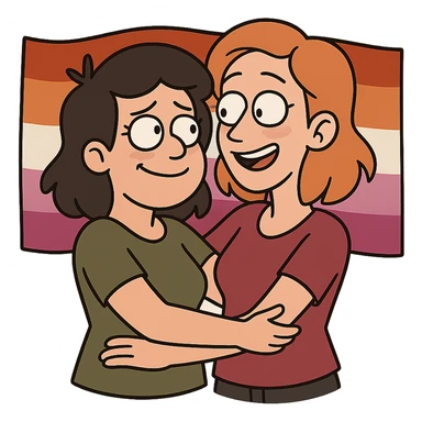 lesbian pride flag, clean and simple, horizontal stripes in correct colors, no text sticker