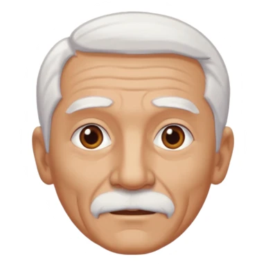 Illustrated emoji of an old man, white hair, dark eyes, tanned skin, without mustache sticker