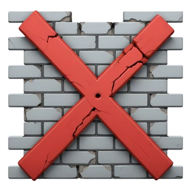 a crossed-out wall indicating poor defense during the match sticker