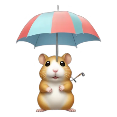 a hamster with an umbrella and clothespins sticker