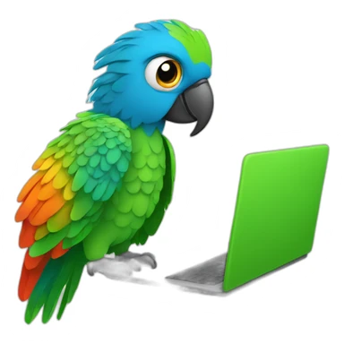 coding-parrot-with-laptop sticker