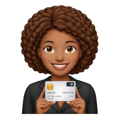 Black company card with black woman photo on it sticker