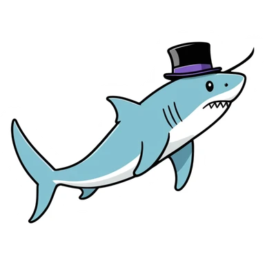 Shark with a top hat sticker