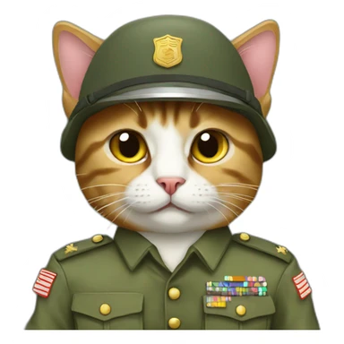 Cat in army uniform sticker