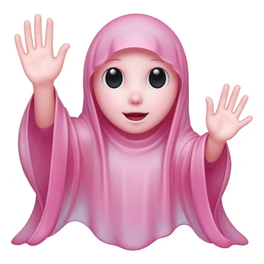 Pink ghost waving softly sticker