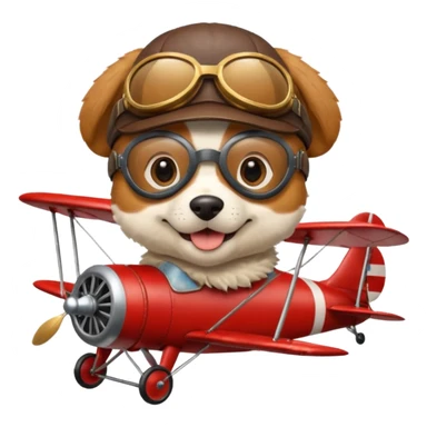 dog pilot riding plane sticker