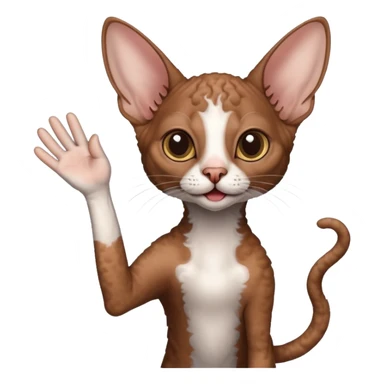 brown colored cornish rex cat waving sticker