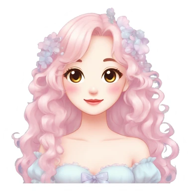 Gorgeous pastel anime style lady with blushing face and a dress cottagecore fairycore  Kawaii anime colorful pearly romantic simplistic aesthetic trending style sticker