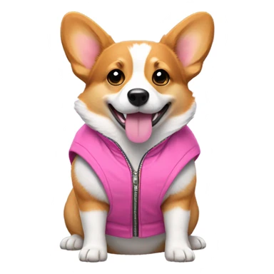 Tri color corgi in pink vest with hood sticker