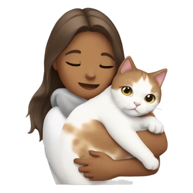 Women huging half white half brown cat sticker