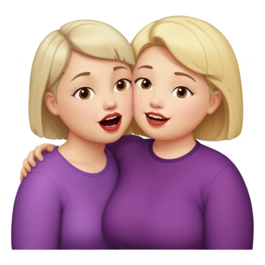 Chubby little woman kissing tall woman with huge teeth and short hair sticker
