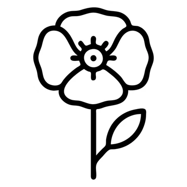 red poppy flower, bold lines, stylized sticker