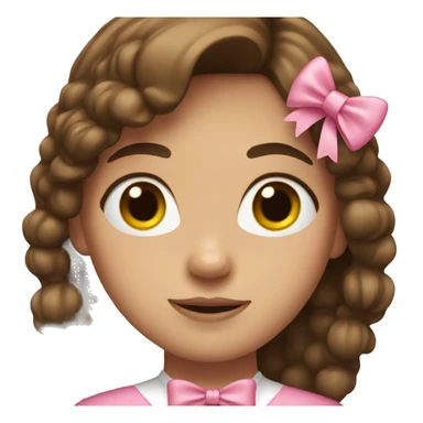 Girl with brown hair and a pink bow sticker