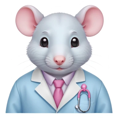 White rat in light blue lab coat sticker