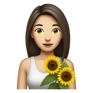 Pretty brunette pale woman holding sunflower sticker