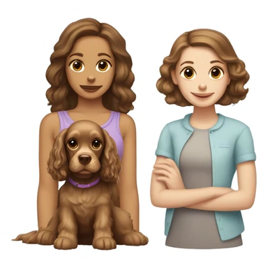 Cocker Spaniel with a white girl and brown hair sticker