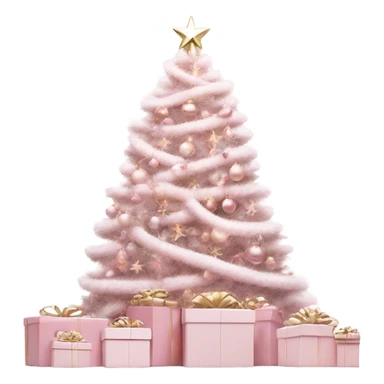 Light pink Christmas gifts under a white Christmas tree  sticker