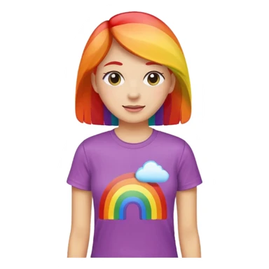 woman with rainbow coloref t shirt sticker