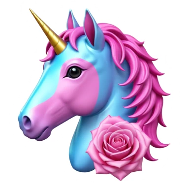 Isolated, realistic appearance bouquet, futuristic unicorn colors of roses, 3D rendering sticker