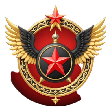 Holy Emblem with black wings and horn and red star in the middle sticker