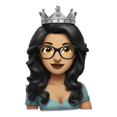 Pinupx long length dark hair, wearing a crown and tattoos and glasses sticker