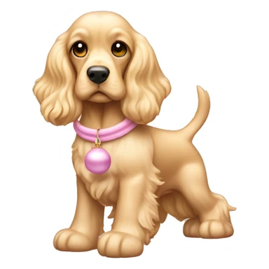 Blond cocker spaniel wearing two light pink sleighbell sticker