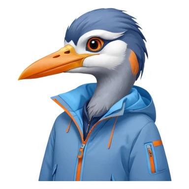  bird heron wearing a ski jacket  sticker