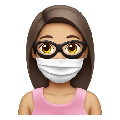 brunette fair girl with face mask in a pink towel sticker
