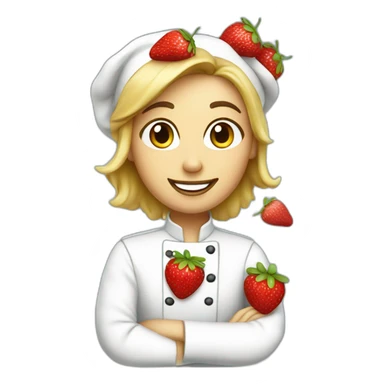 whte pastry chef with strawberries sticker