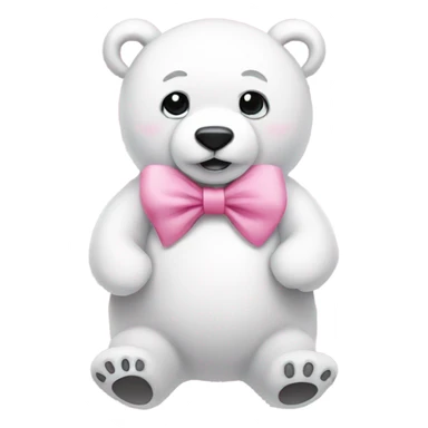 White bear with pink bow  sticker