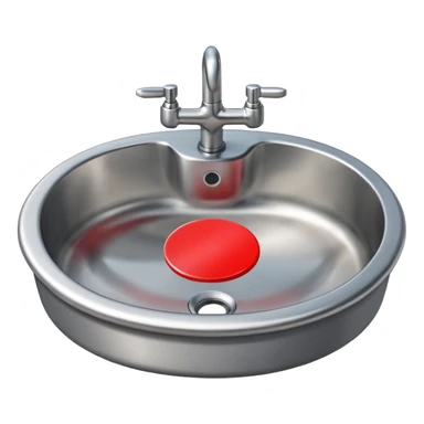 a sink with a red circular no sign sticker