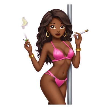 Exotic dancer on stripper pole smoking weed sticker