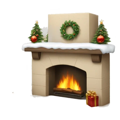 Winter christmas beige FirePlace sticker