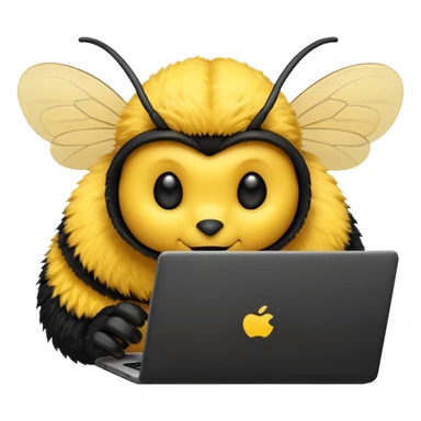 Bumblebee working on a Laptop  sticker