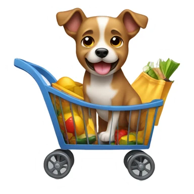 Perro en carrito de compras sticker