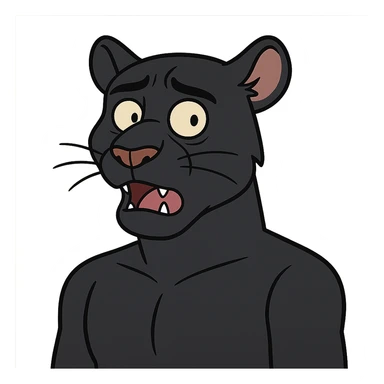black panther, cartoon style, bold lines, expressive face sticker