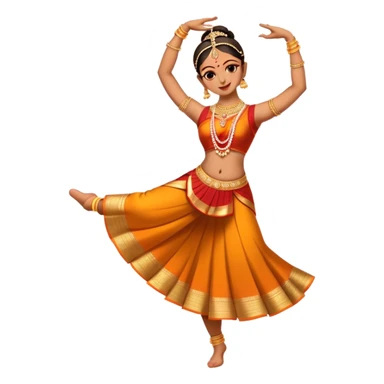 cinematic-realistic-bharatanatyam-dance-emoji,-depicted-as-an-elegant-classical-indian-dance-performance-with-graceful-poses,-intricate-costumes,-and-expressive-hand-gestures,-rendered-with-rich-textures-and-warm-dramatic-lighting, single dancer full body  sticker