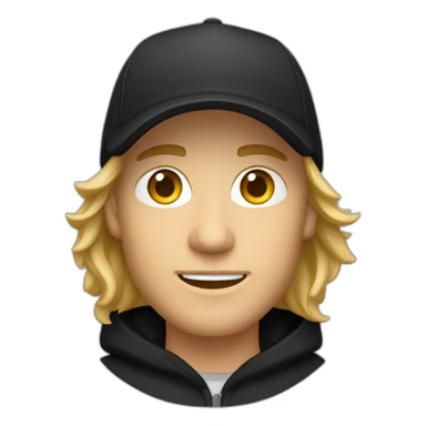 Male caucasian Designer wearing flat bill hat and black hoodie sticker