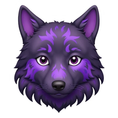 sad black wolf with purple pattern sticker