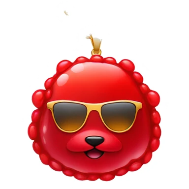 Red jelly bear with sunglasses and gold chain sticker