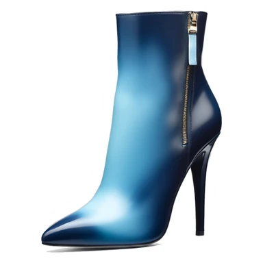 Realistic isolated top view of a pair of dark navy blue,sky blue and pastel blue ombre Michael Kors zippered stiletto ankle bootie boots.  sticker