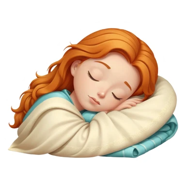 Ginger girl sleeping head on the pillow and covering blanket sticker