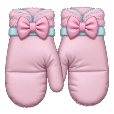 pastel pink pair of mittens connected by a bow sticker