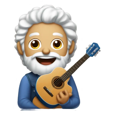 A blueberry muffin with white hair and a acoustic guitar  sticker