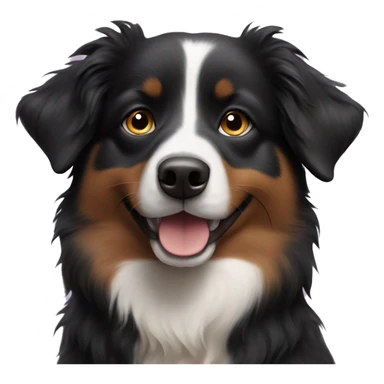Small black australian shepherd dog with dessert  sticker