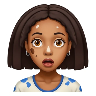 Emoji of a very shocked black female with vitiligo (alot of vitiligo patches) sticker