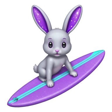 glitter gray bunny purple cian surf sticker