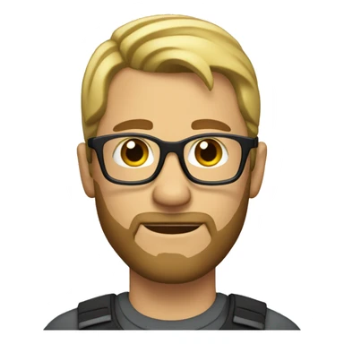 A man with short blonde hair, a beards, and glasses. sticker