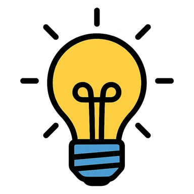 bulb, glowing effect, minimalistic color icon sticker