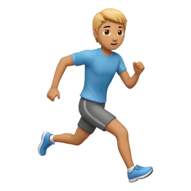 3D emoji style person running, dynamic stride, centered, soft shadow, white background. sticker